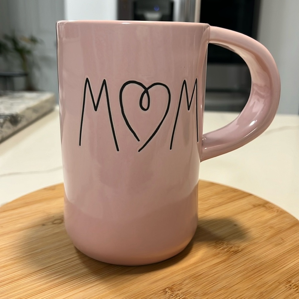 Rae Dunn ceramic coffee mug.